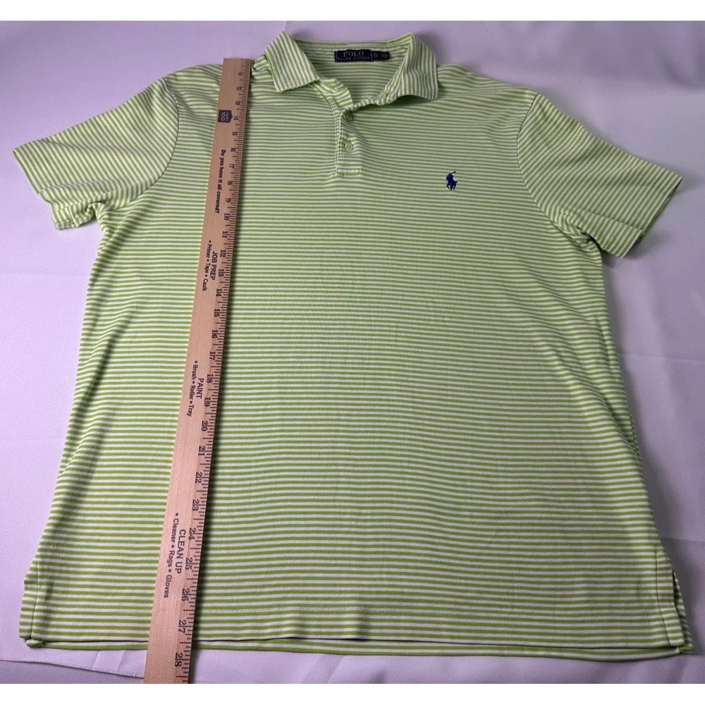 Polo Ralph Lauren Striped Golf Green Polo Shirt Short Sleeve Casual Size XL Mens